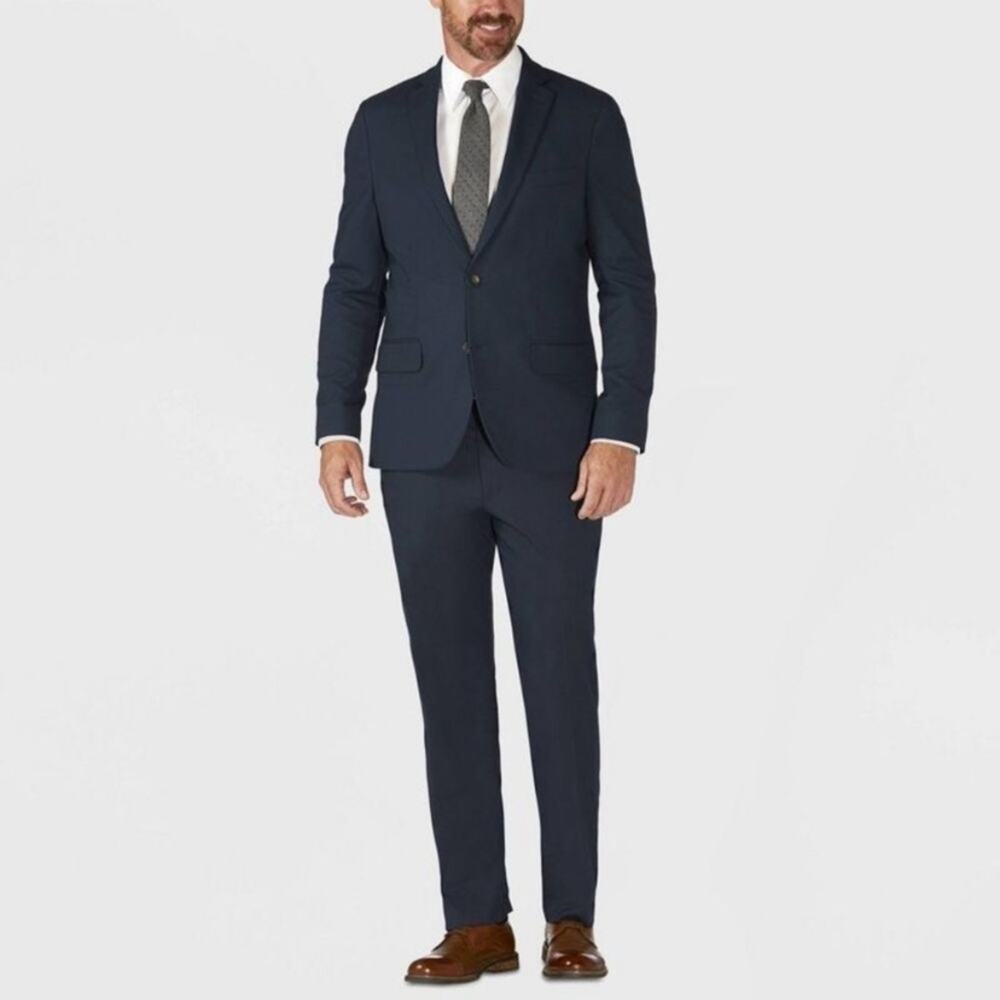 H brothers tailored navy blue suit jacket stretchy ultra skinny fit men’s size L
